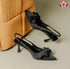Bow Decor Pointy Toe Sling Back kitten Heels